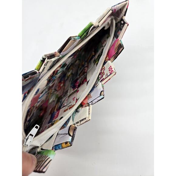 Y2K Handmade Recycled Woven Magazine Clutch Zippered Makeup Bag - Picture 7 of 9